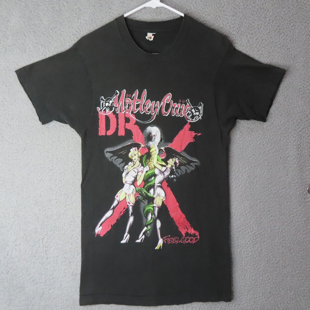Motley Crue Dr Feelgood Tour Thrashed Band T Shirt Vintage 1989 USA Medium